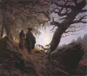 Caspar David Friedrich Man and Woman Contemplating the Moon (mk10) oil
